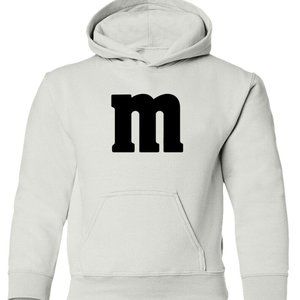 M&M Hooded Sweatshirt/Halloween Costume White Youth XL